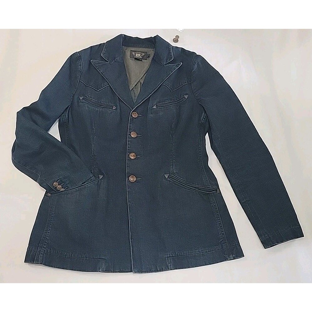 RRL Double RL Ralph Lauren Indigo Denim Tailored Western Blazer Jacket 4